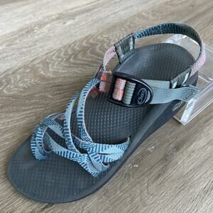 Chaco ZX/2 Dual Adjustable Straps Classic Sandal Women Sz 7 Teal Coral